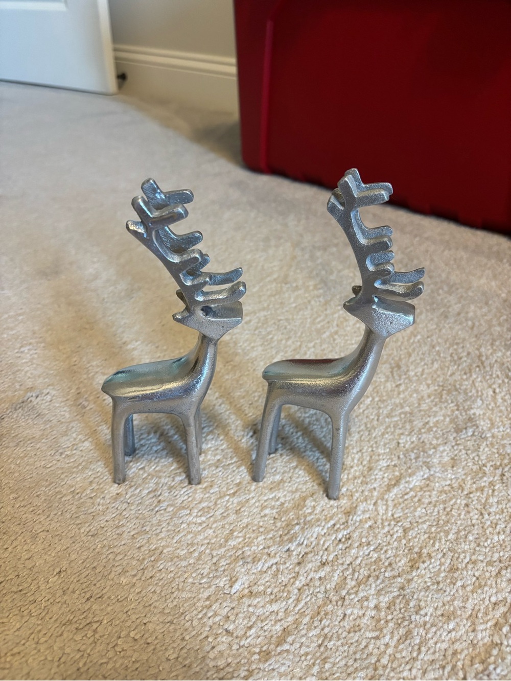 Silver Reindeer Holiday Figurines - Set of 2